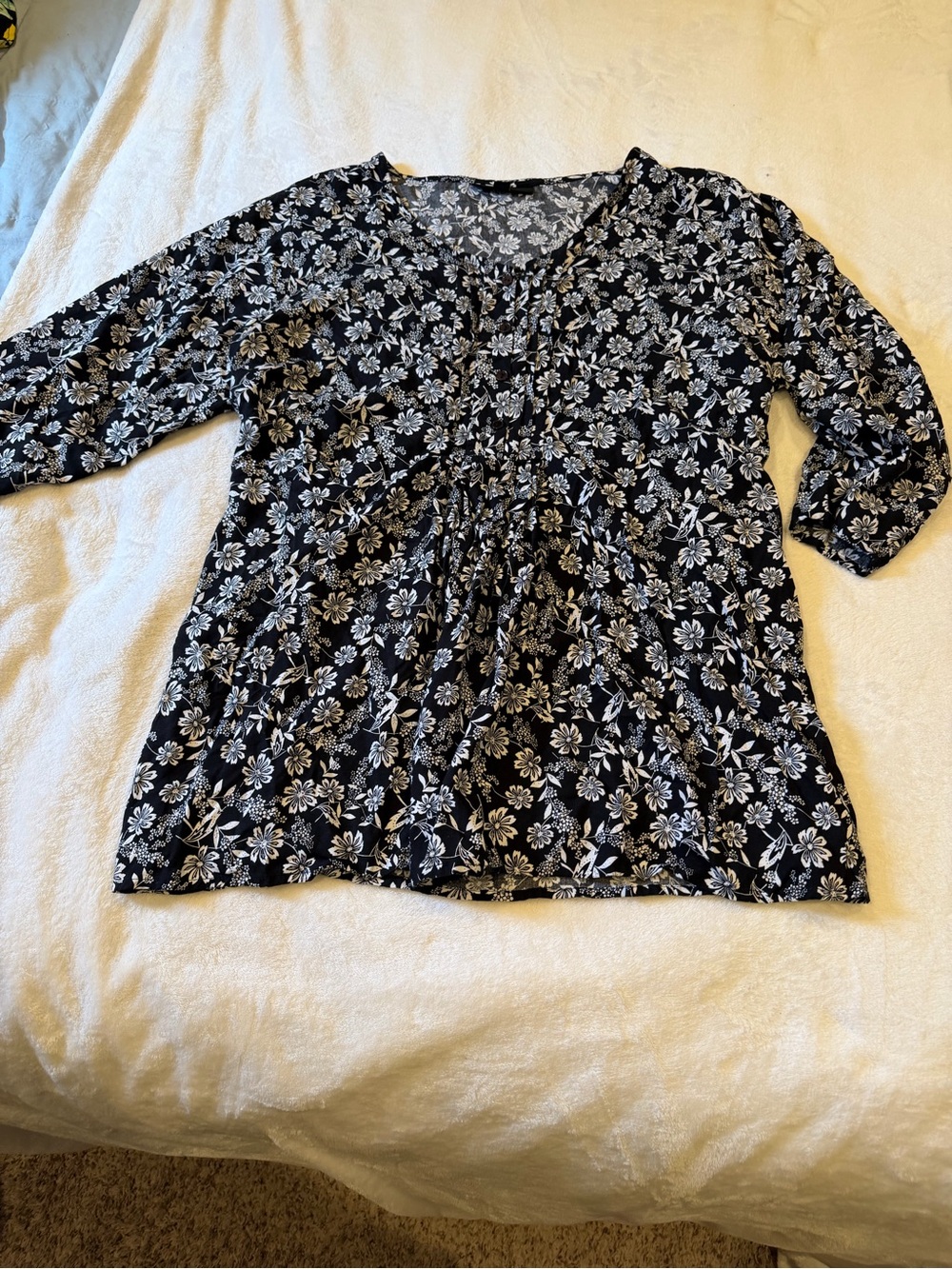Women’s Black Floral Blouse - Lightweight Tunic Top